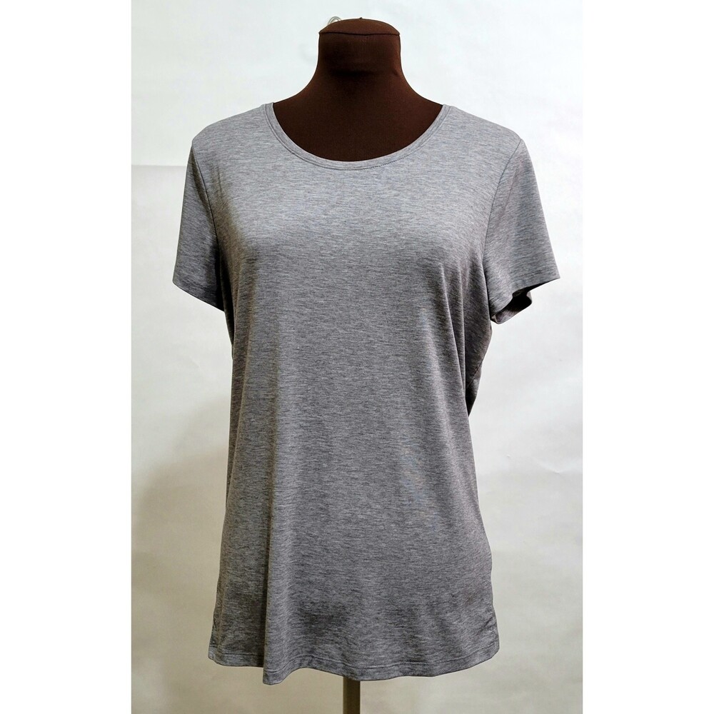 Athleta Encore grey short sleeve gathered open back t shirt size M
